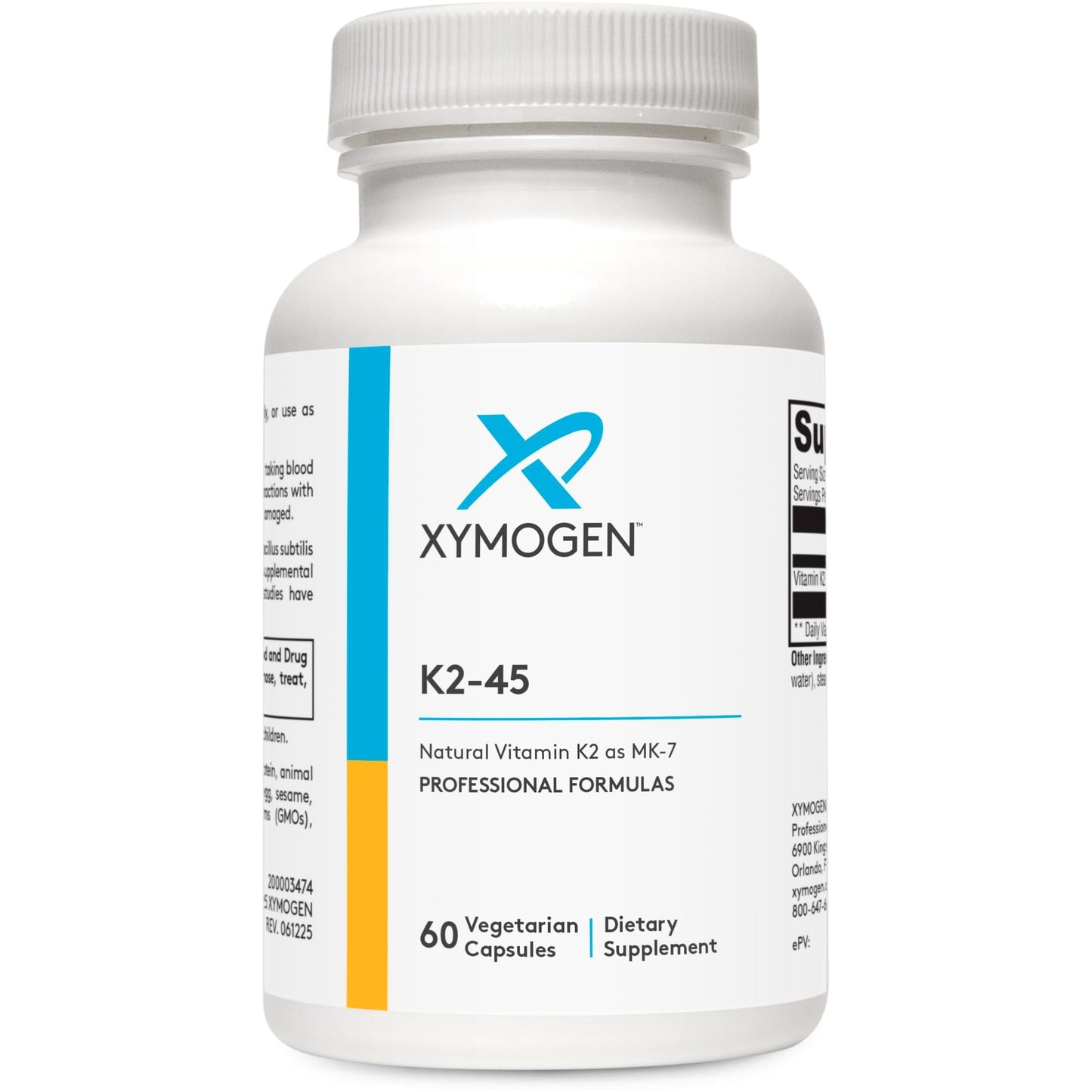 XYMOGEN K2-45 Vitamin K2 45 mcg Bone & Cardiovascular Support, 60 Capsules