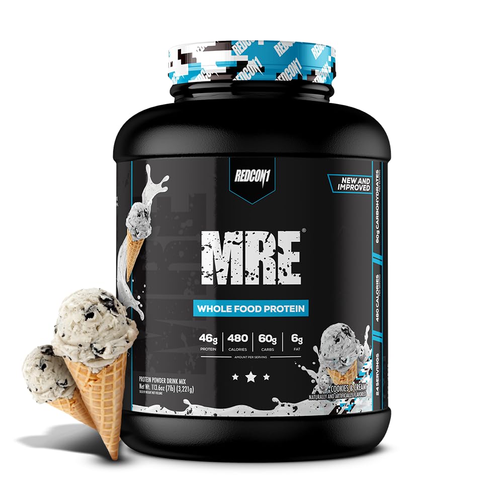 REDCON1 MRE Whole Food Protein Powder Cookies & Cream, 25 Servings
