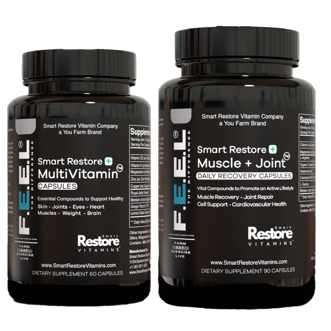 Smart Restore Vitamins Wellness Bundle Complete Multivitamin and Joint Support Formula with Turmeric, CoQ10 & Hyaluronic Acid Capsules, 150 Count