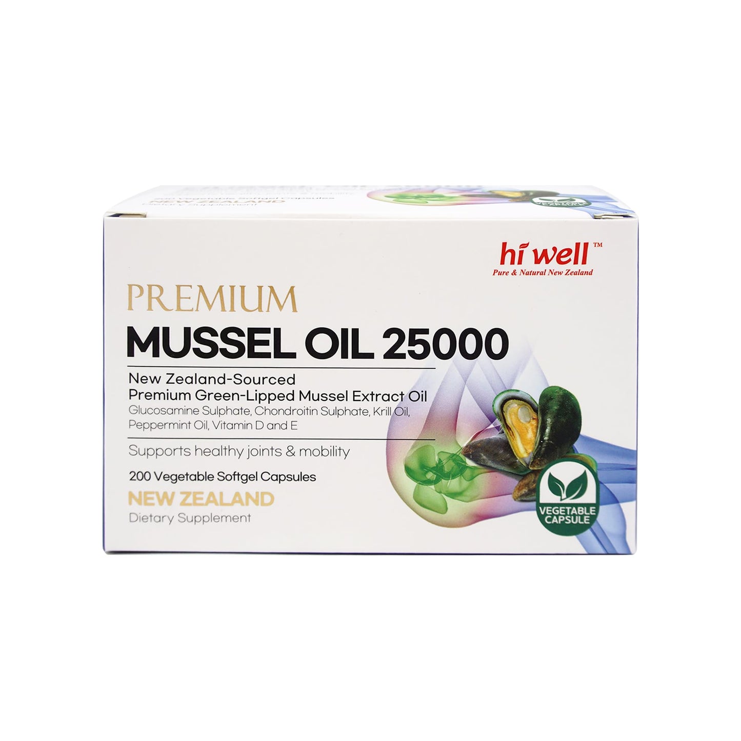 Hi Well Premium Mussel 25000 Softgel Capsules, 600 Softgel Capsules