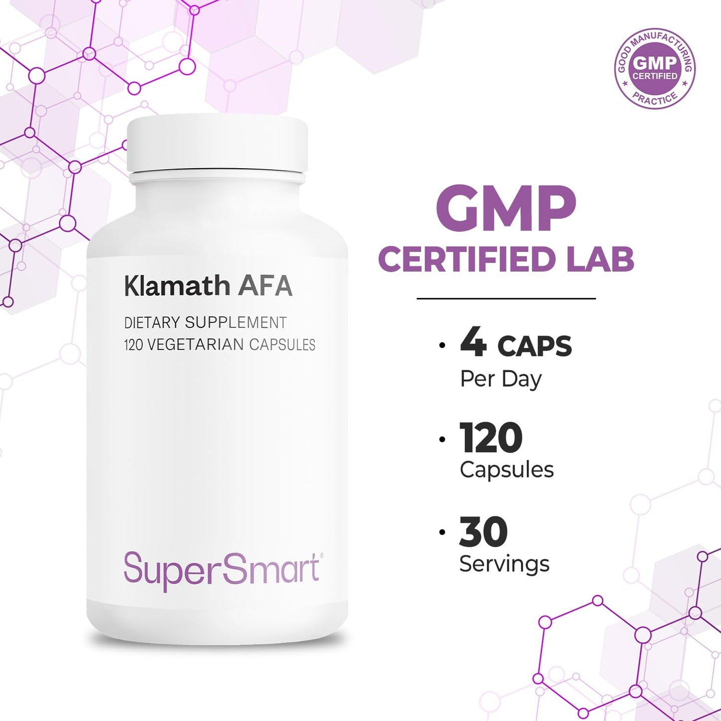 Supersmart AFA Extract 1000 mg Capsule, 120 Count