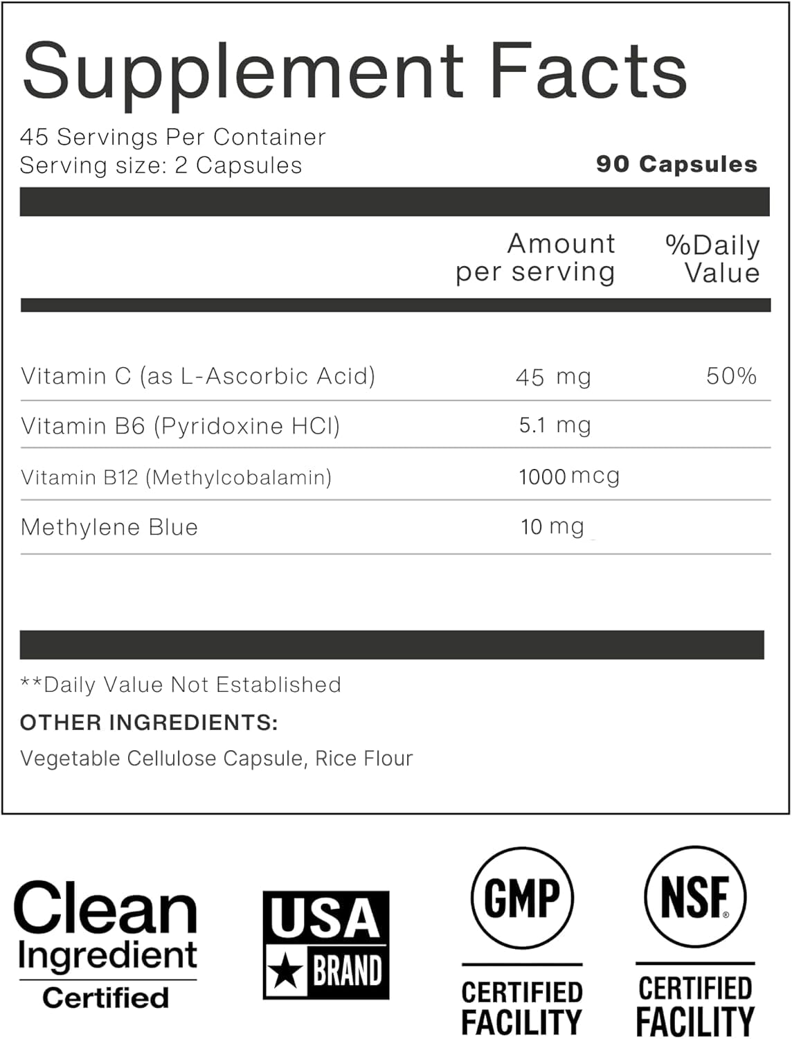 ZAB Methylene Blue Capsules 90 Count