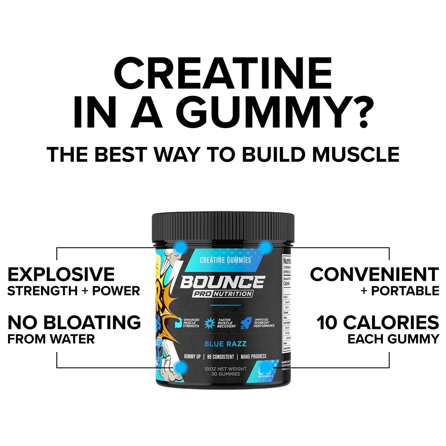 Bounce Pro Creatine Monohydrate Gummies 30 Count