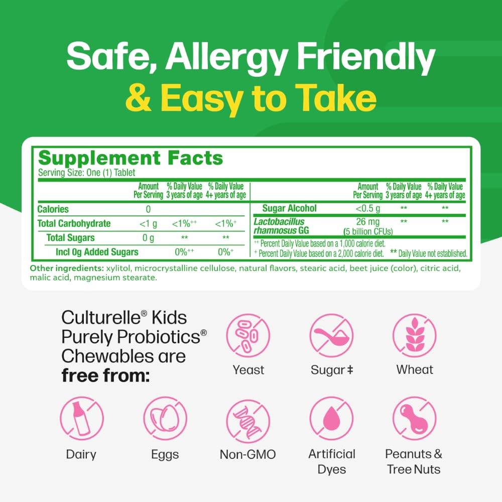 Culturelle Kids Chewable Daily Probiotic Tablets, 30 Count