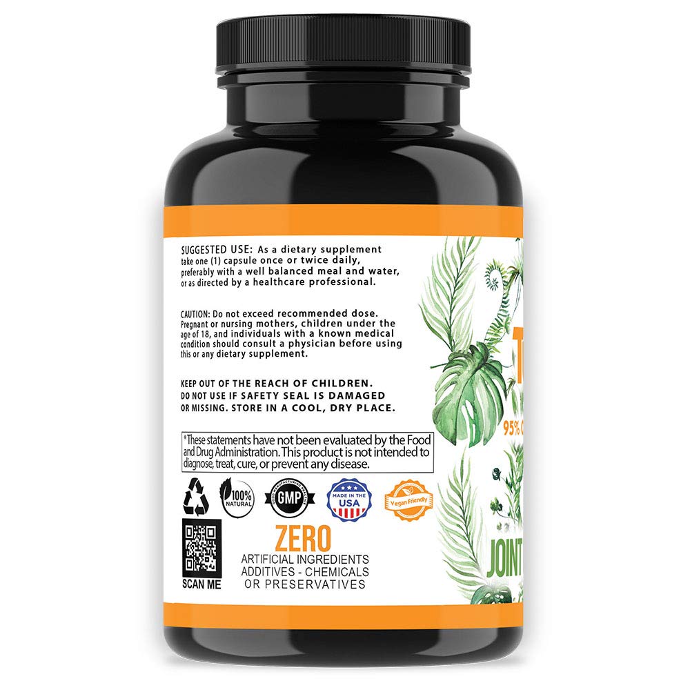 Angry Supplements Vegan Turmeric Curcumin with Black Pepper Extract Capsules, 60 Capsules