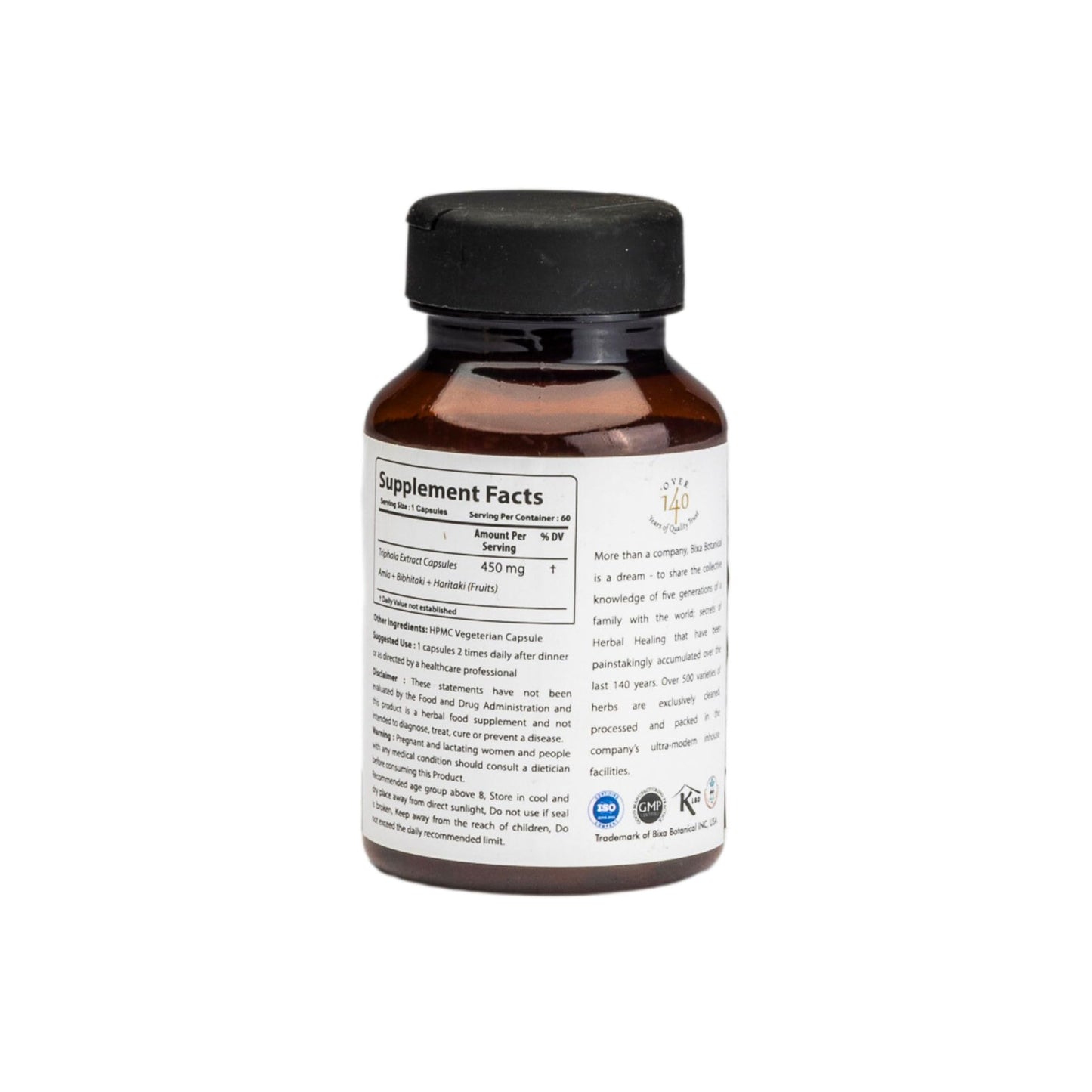 bixa BOTANICAL Triphala Extract Capsule, 60 Count