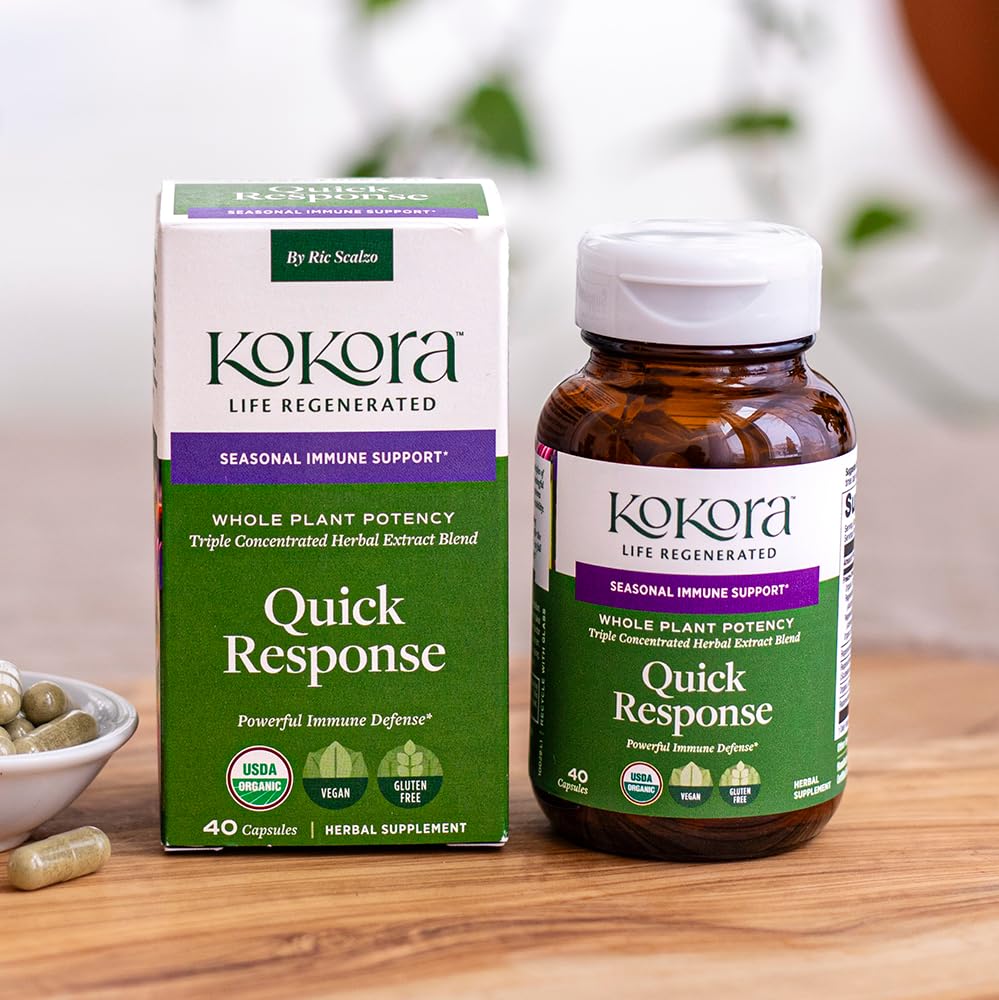 kokora Quick Response Herbal Immune Support Supplement with Andrographis, Echinacea & Oregano – Seasonal Immune Defense Capsules, 40 Count