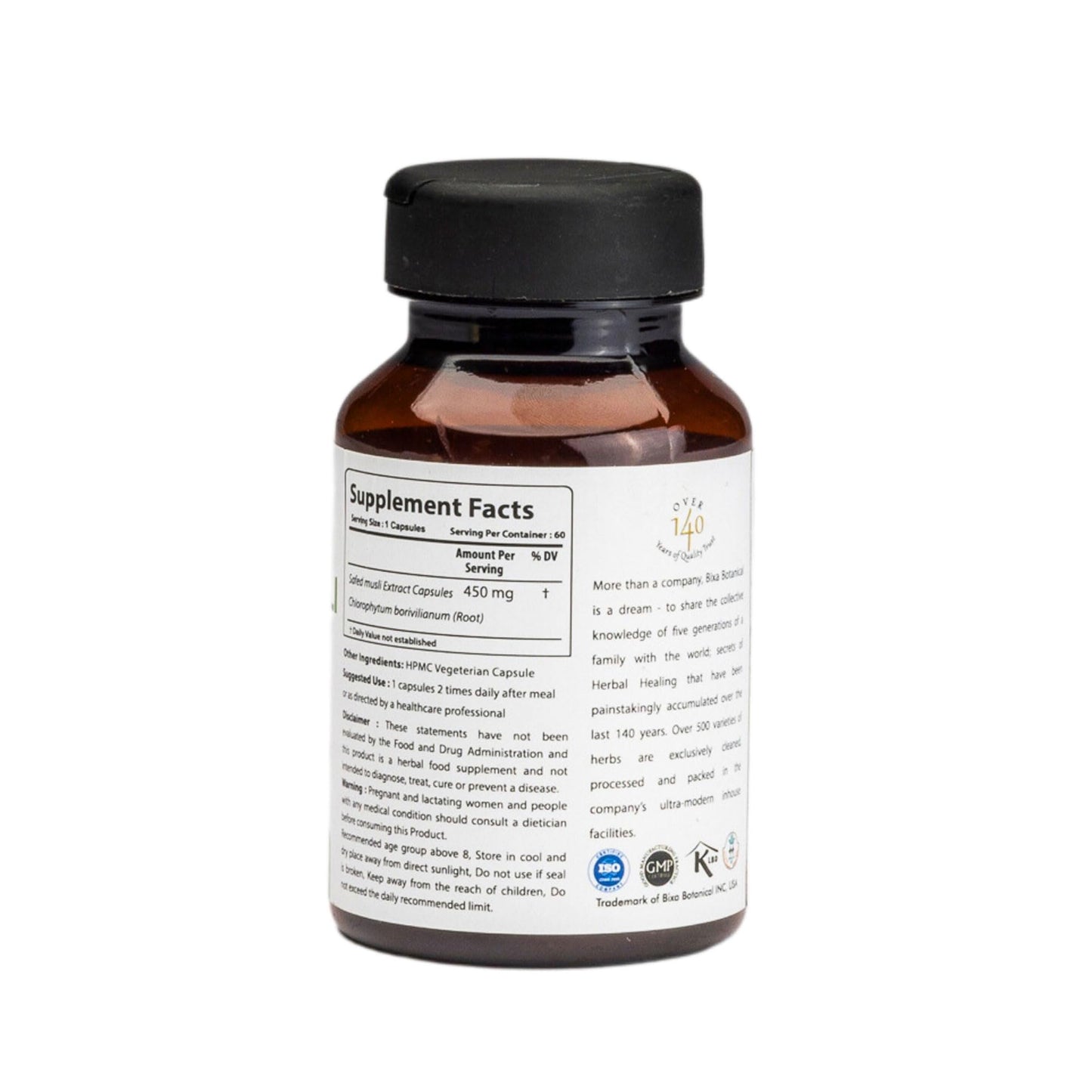 bixa BOTANICAL Safed Musli Capsules 60 Count