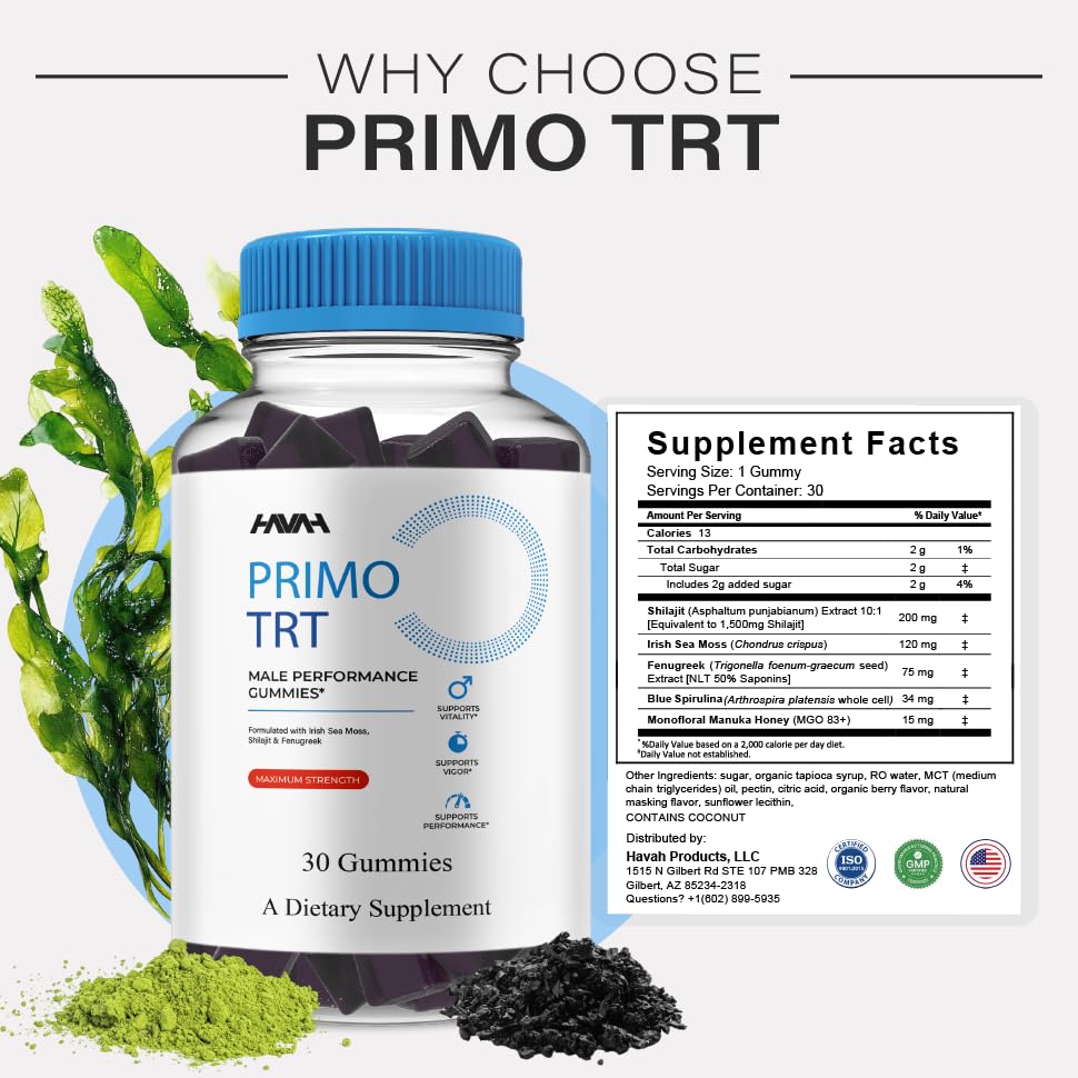 Havah Primo TRT Maximum Strength Performance Gummies 60 Gummies