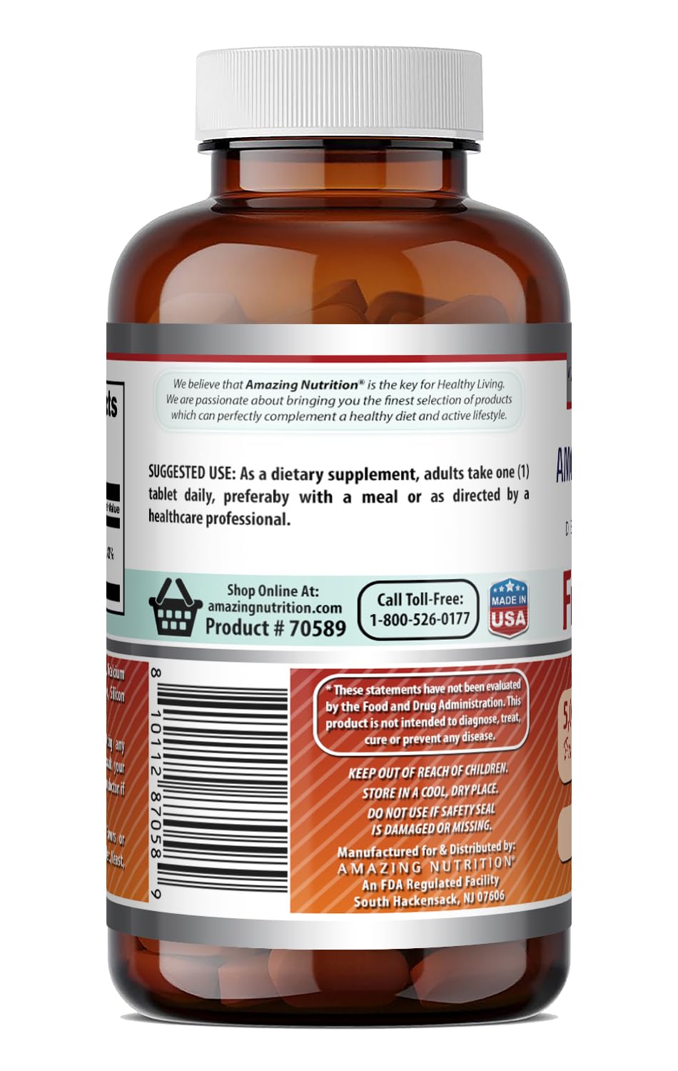 Amazing Nutrition Folic Acid 5000 mcg Tablets 120 Count
