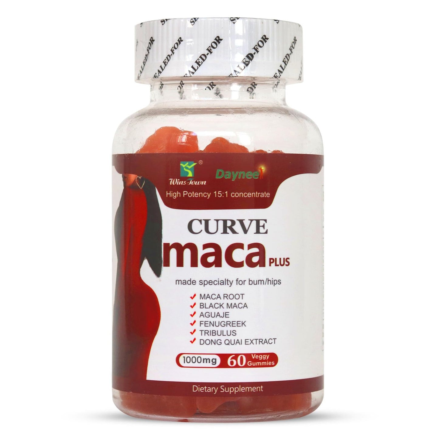 Wins Town Curve Maca Plus Maca Root for Women Gummies 60 Count