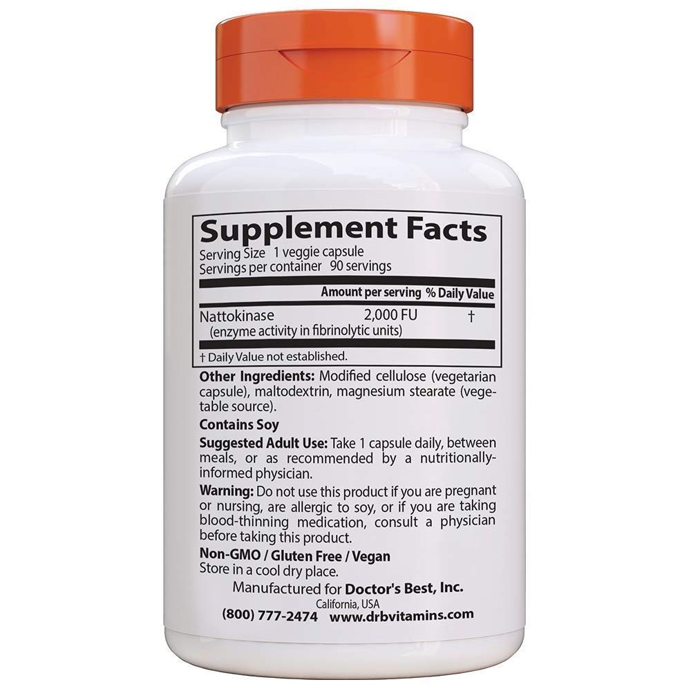 Doctor's BEST Nattokinase 2000 FU Vegetarian Capsules, 90 Capsules