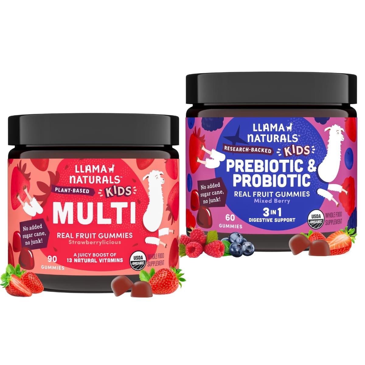 Llama Naturals Kids Multivitamin and Probiotic and Prebiotics Gummies, 150 Gummies