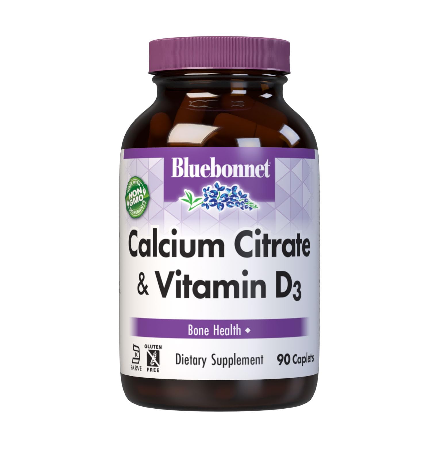 BlueBonnet Calcium Citrate & Vitamin D3 Caplets, 90