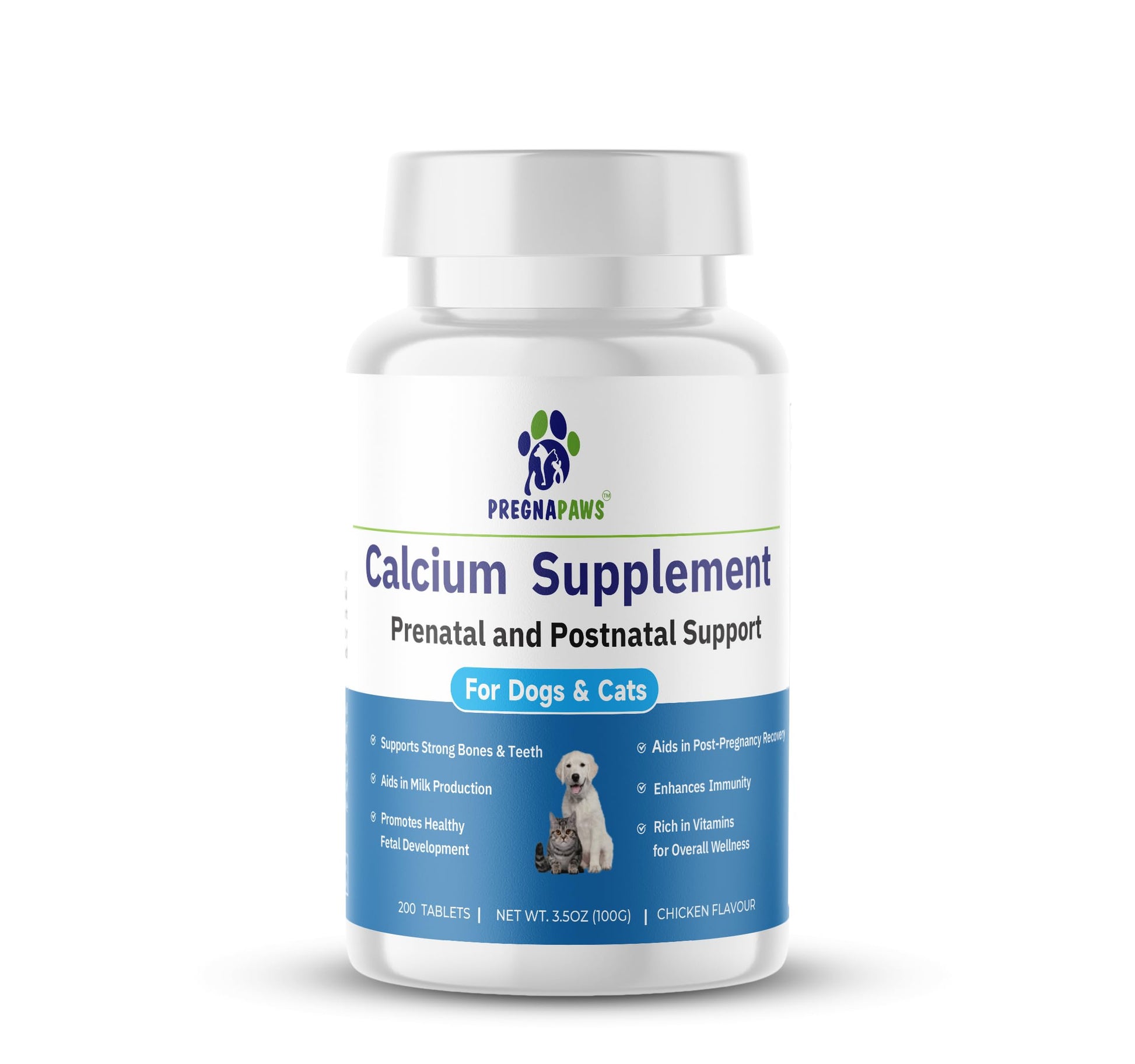 PREGNAPAWS Calcium for Dogs & Cats Prenatal & Postnatal Support, 200 Tablets