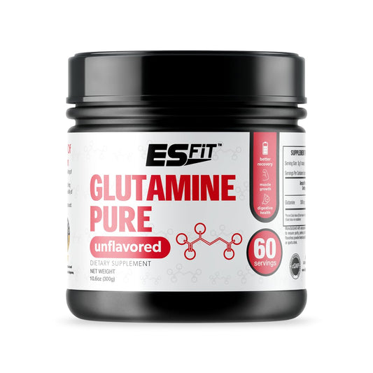 ES FIT Glutamine Powder 5000mg, 60 Servings, 10.58 oz