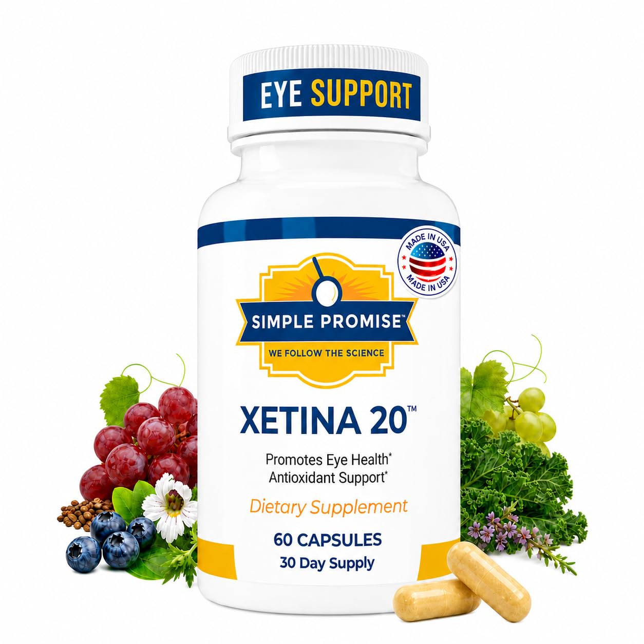 Simple Promise Xetina 20 Lutein and Zeaxanthin Supplements 60 Capsules