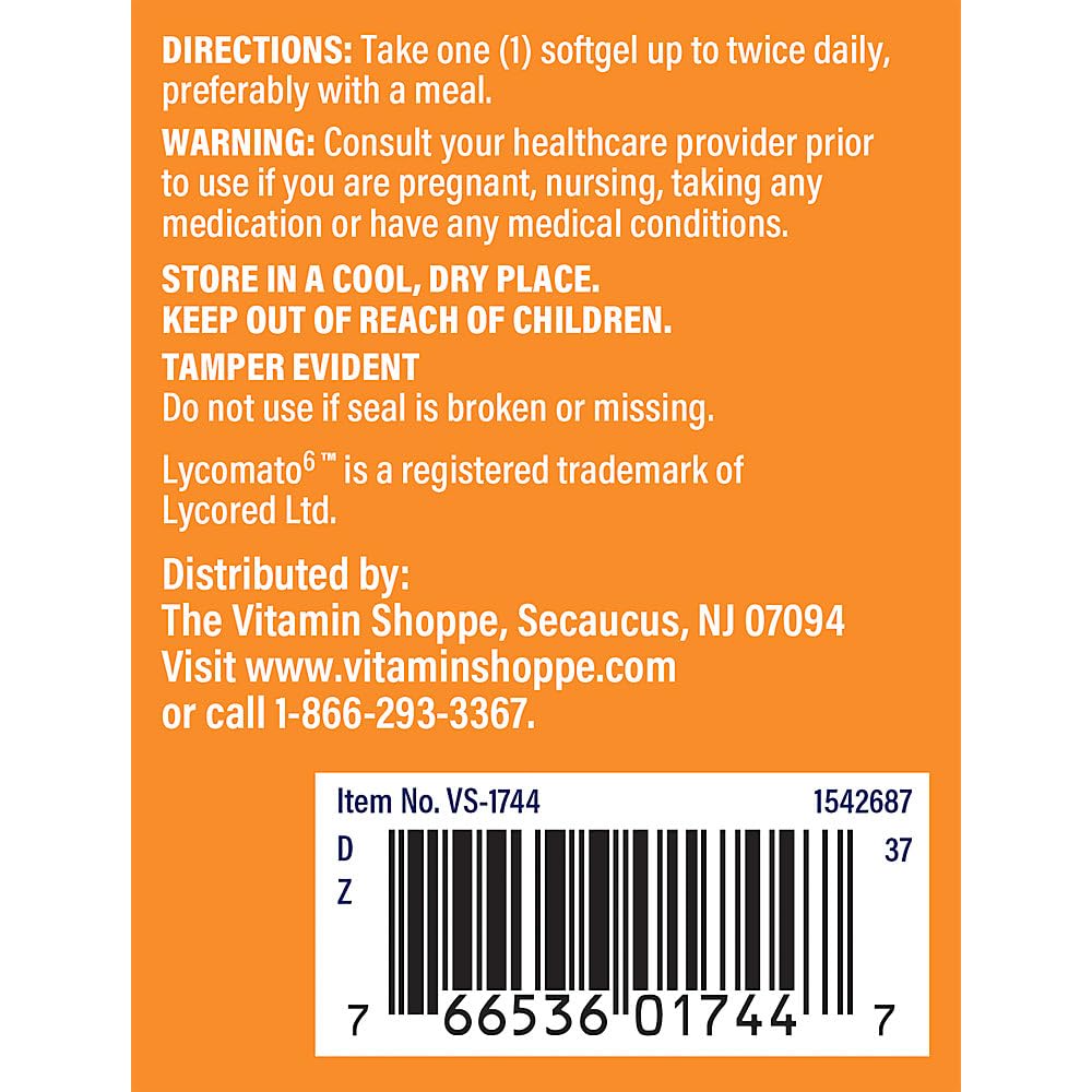 The Vitamin Shoppe Lycopene 10MG, Antioxidant that Supports Cardiovascular, 180 Softgels
