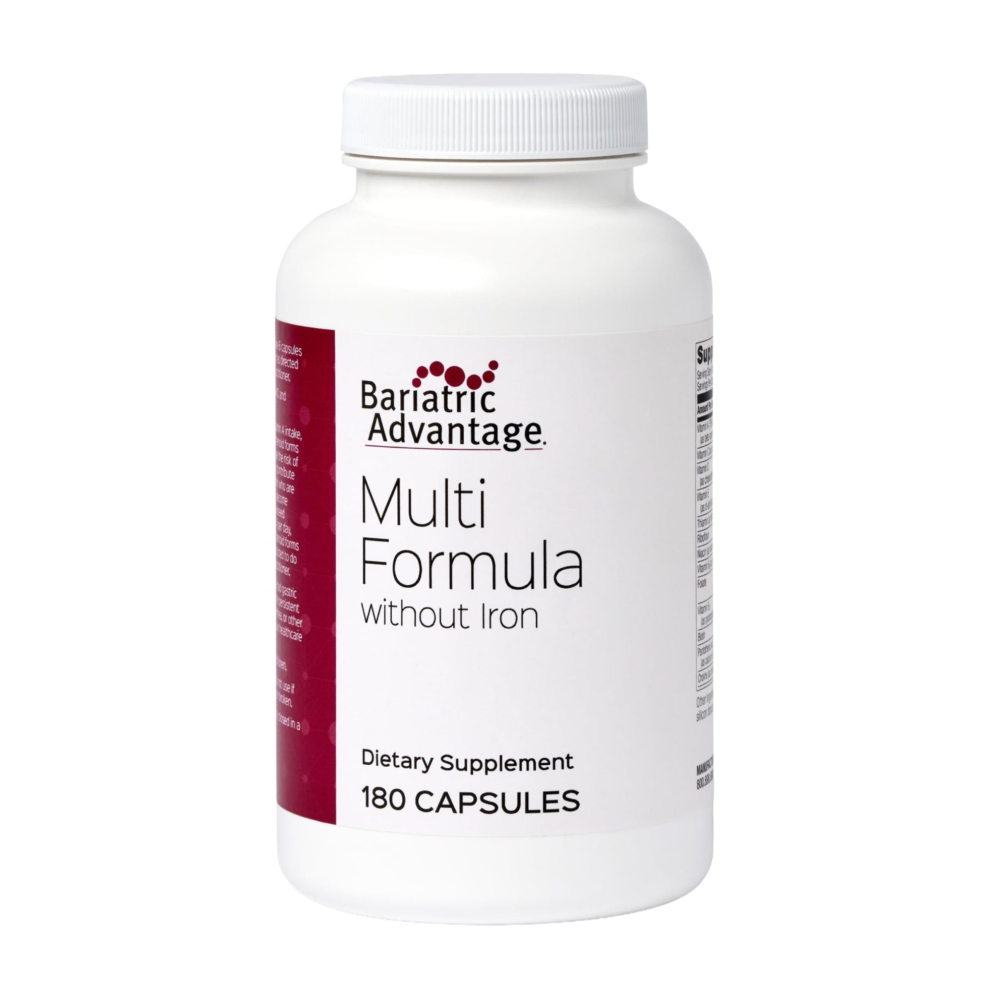 Bariatric Advantage Multi Formula Without Iron High Potency Daily Multivitamin for Bariatric Surgery Patients, 180 Capsules