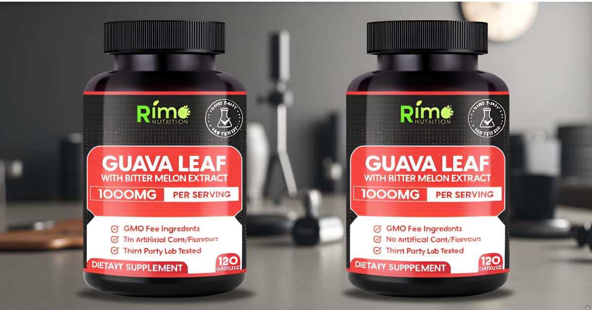 Rimo Nutrition Guava Leaf Extract with Bitter Melon 1000 mg Per Serving Capsules, 120 Count