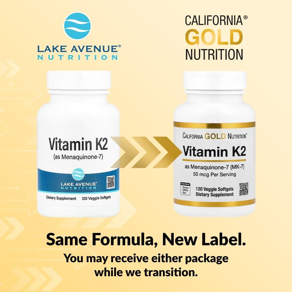 Lake Avenue Vitamin K2 (as Menaquinone-7) 50 mcg Softgels, 120 Softgels