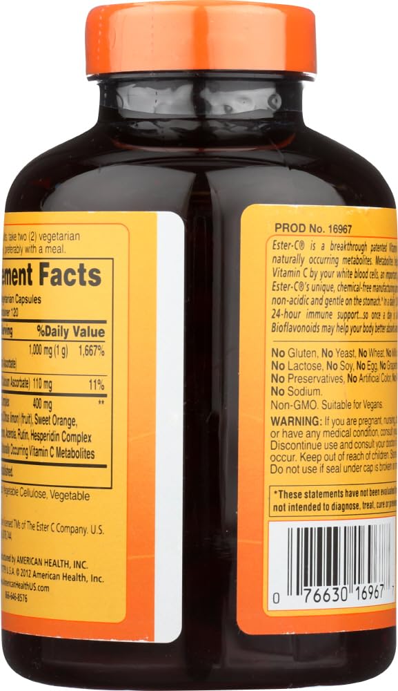 American Health Ester-C 500 with Citrus Bioflavonoids, Vegetarian Capsules, 240 Capsules