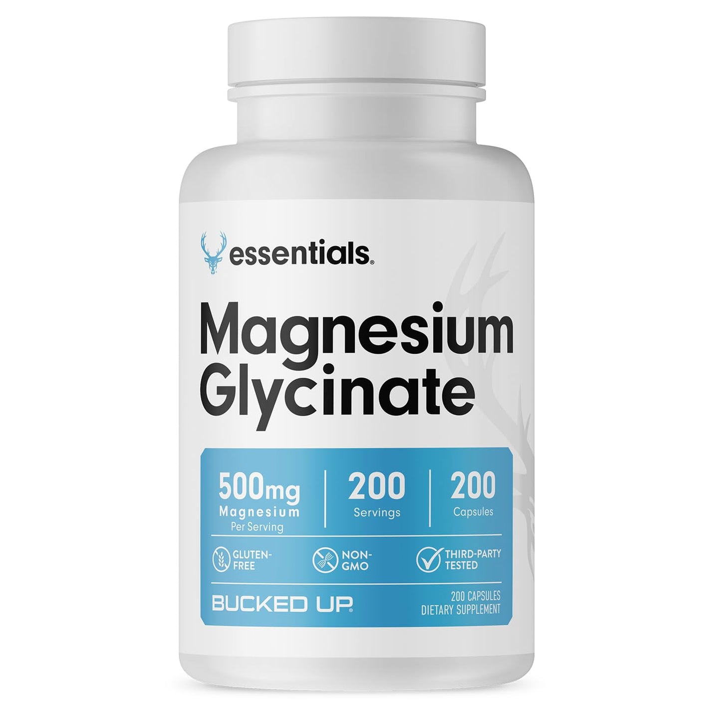 Bucked Up Magnesium Glycinate 500mg Capsules, 200 Count