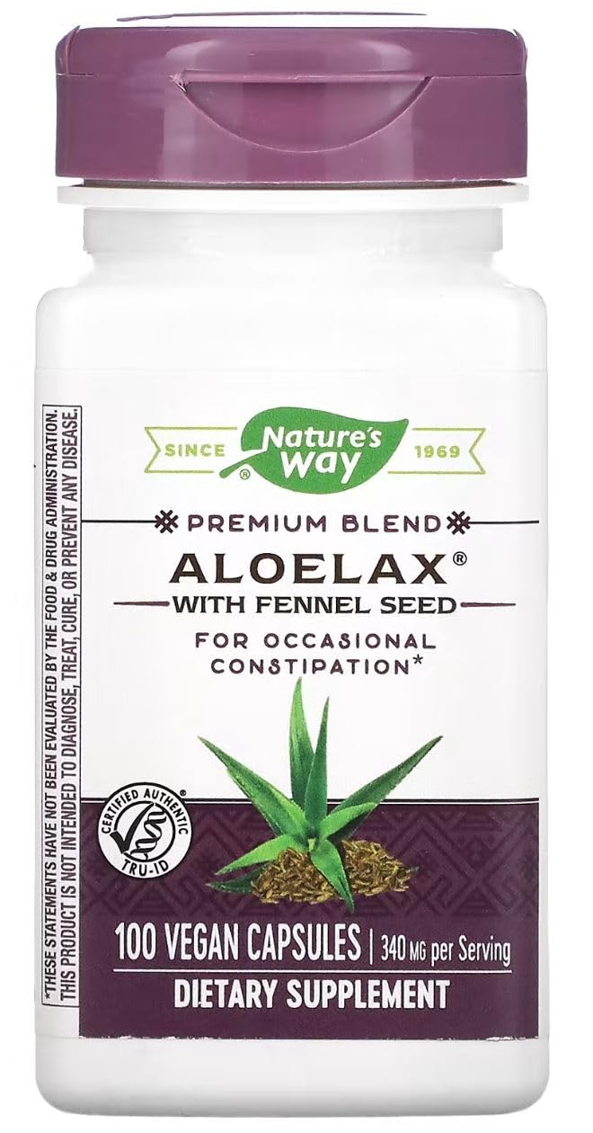 Nature's Way Aloelax with Fennel Seed Capsules, 200 Count