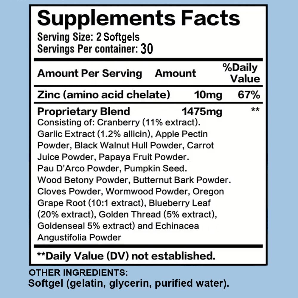 LOMSIR Premium para Site Blast - Intestine Health with Black Walnut, Wormwood Powder & More - Cleanse, Detox, Intestinal Guard Formula Supplement for Humans Softgels, 60 Count