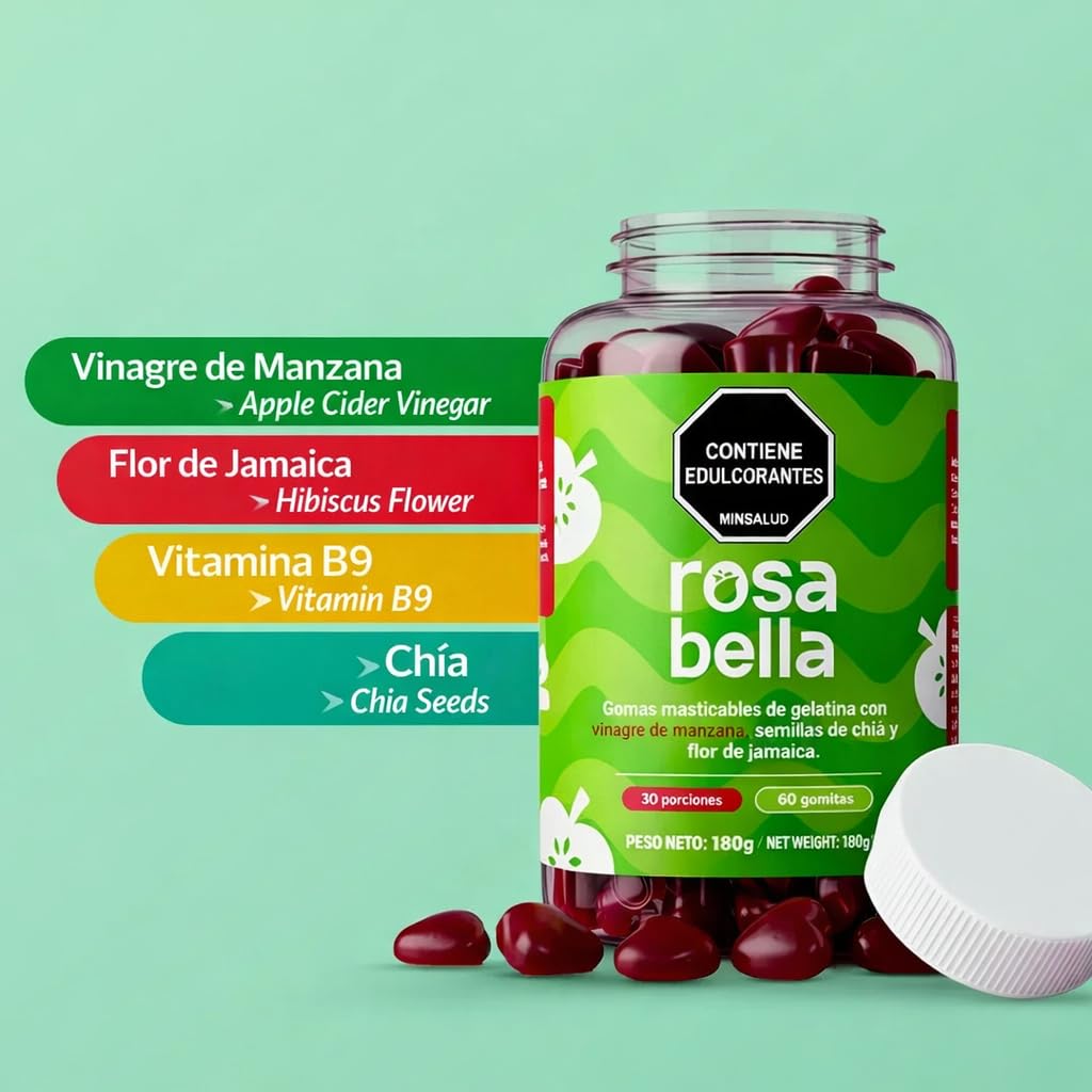 SHAEIO Rosa Latina Vinagre de Manzana Gummies 60 Count