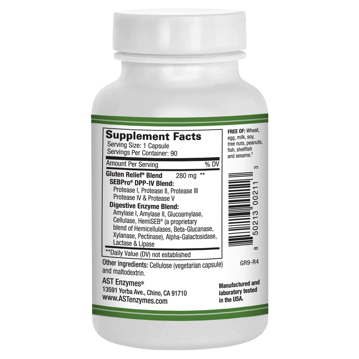 AST Enzymes Gluten Relief Plus Capsules 90 Count