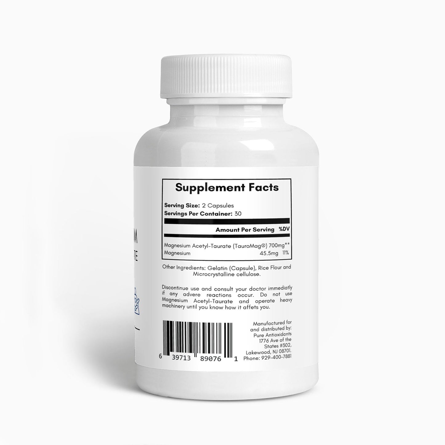 Pure Antioxidants Magnesium Acetyl Taurate 700mg Capsule, 60 Capsules
