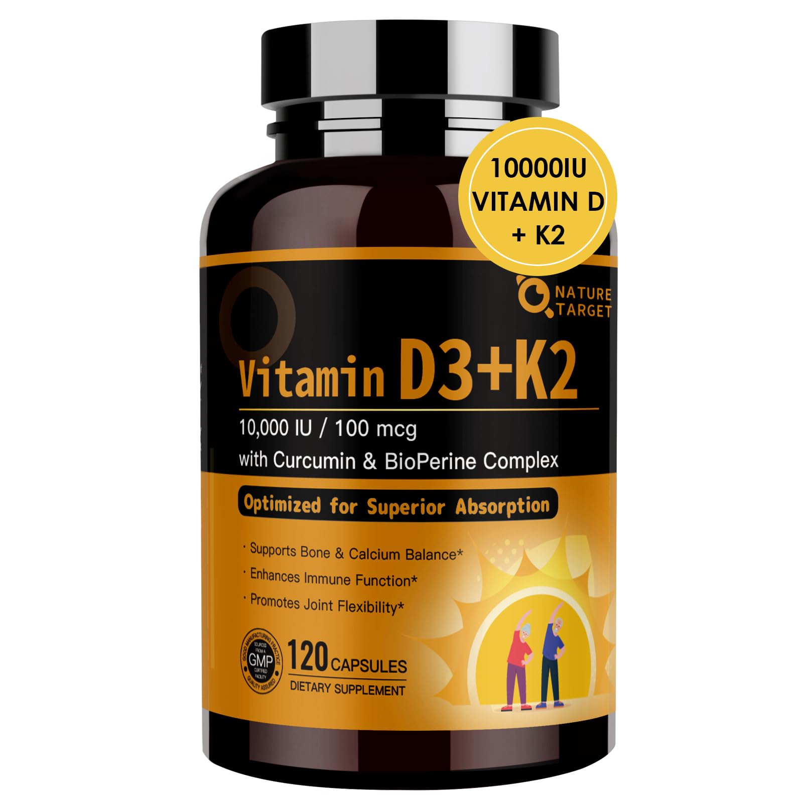NATURE TARGET Vitamin D3 K2 Capsule 120 Count