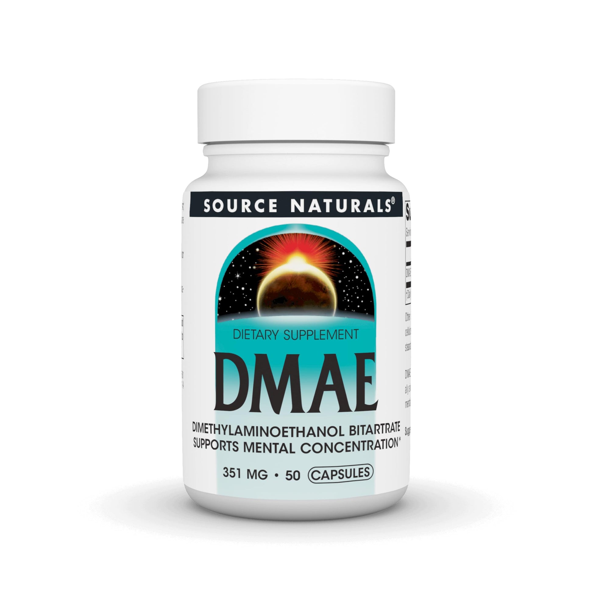 Source Naturals DMAE Dimethylaminoethanol Bitartrate 351 mg Capsule, 50 Capsules