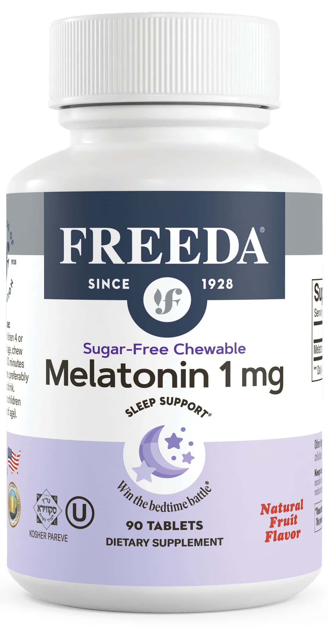 FREEDA Melatonin 1 mg Sugar-Free Chewable Tablets 90 Count
