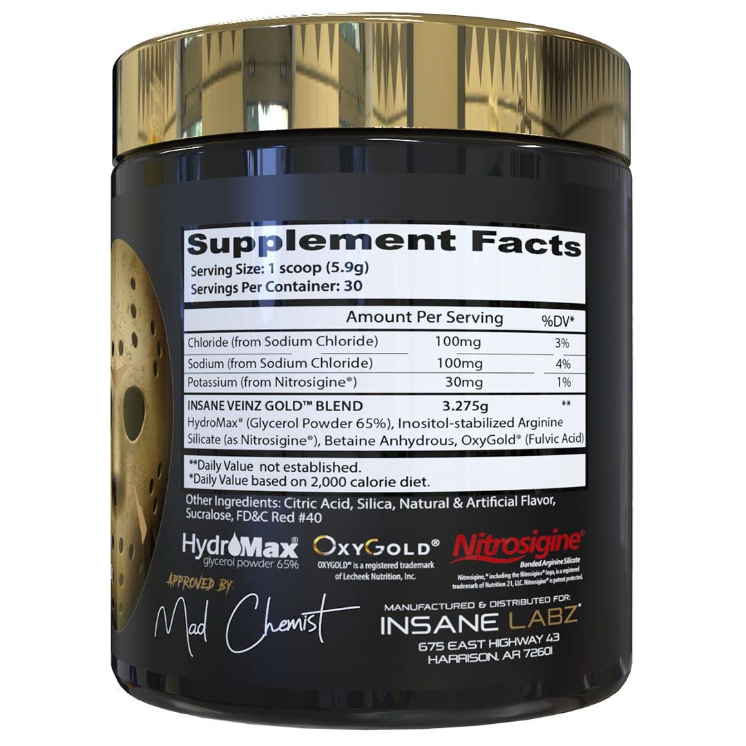 Insane Labz Psychotic Gold and Insane Veinz Gold Pre Workout Nitric Oxide Booster Stack Powder 13.1 Ounce