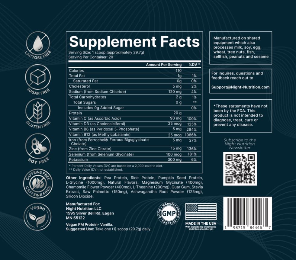 Night Nutrition Night Time Protein Powder Vanilla, 21 Servings