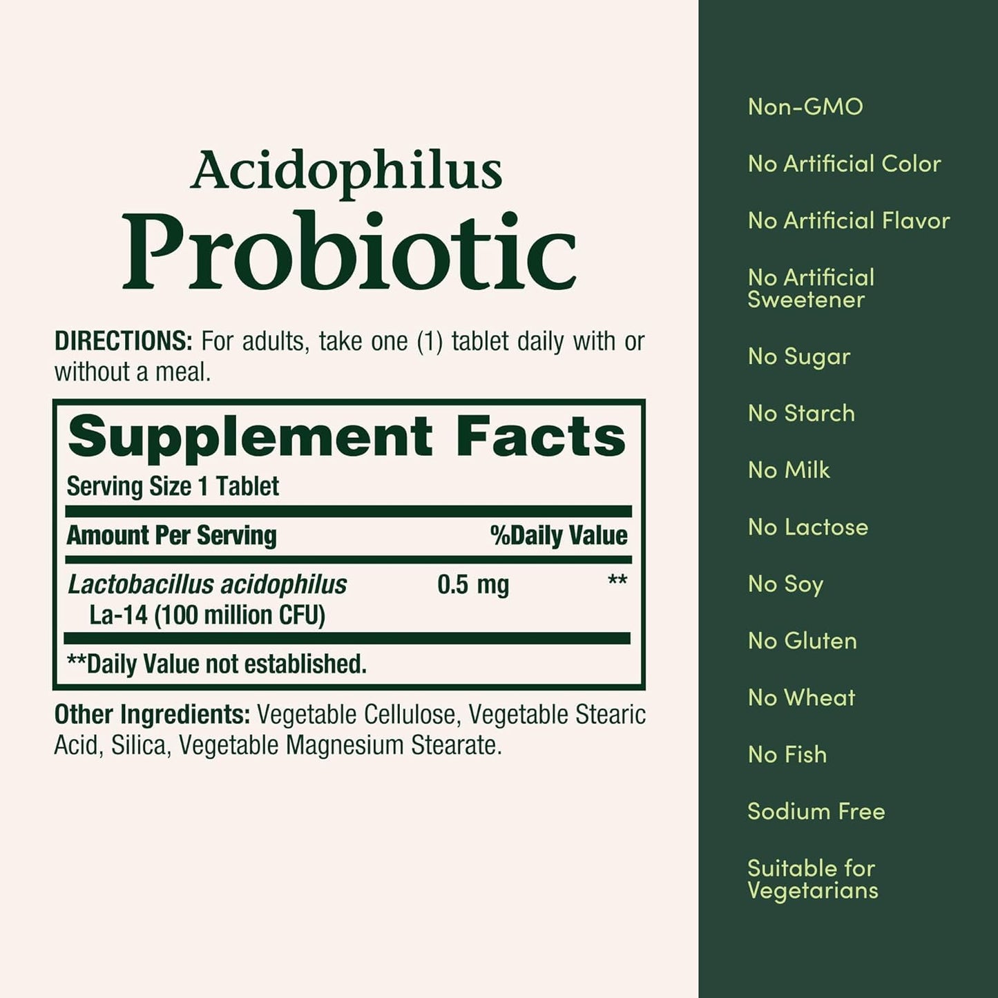 Nature's Bounty Probiotics Dietary Supplement Probiotic Acidophilus 480 Tablets