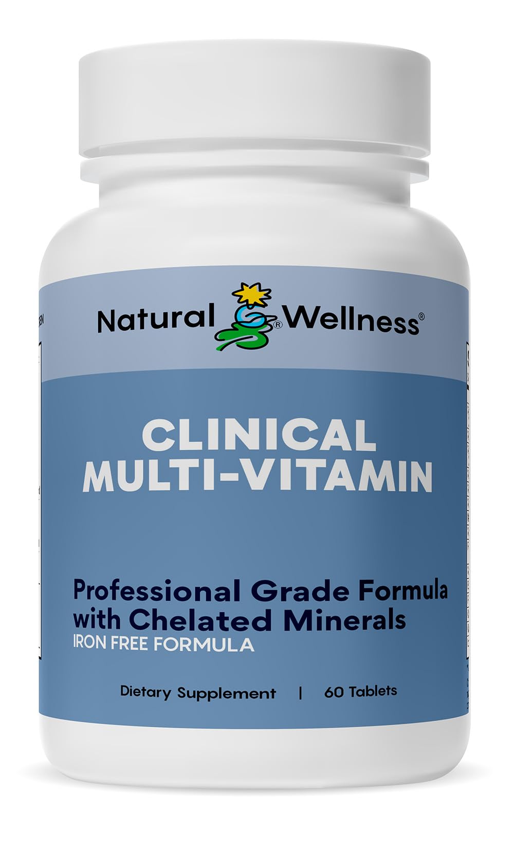 Natural Wellness One Daily Multi-Vitamin Iron-Free Multivitamin for Adults with Vitamins A, C, D, E & B – High Potency Nutrient Support for Energy, Immunity & Wellness, 60 Tablets