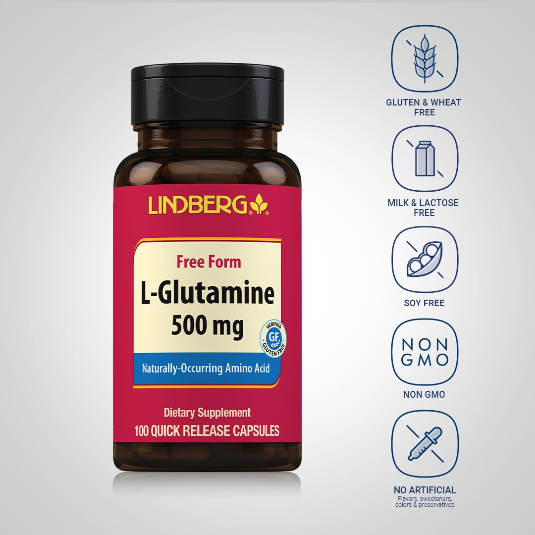 Lindberg L-Glutamine Capsules 500mg, 100 Count