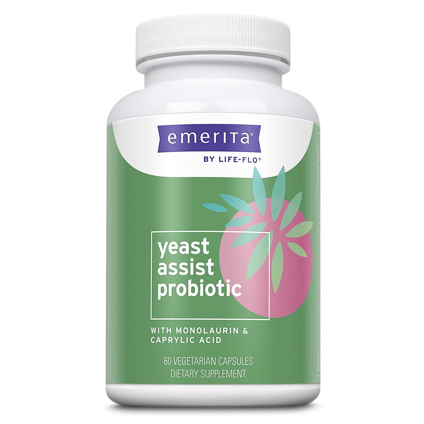 Emerita Yeast Assist Probiotics for Women - 1 Billion CFU Bacillus Coagulans Plus Monolaurin - Capsules, 60 Count
