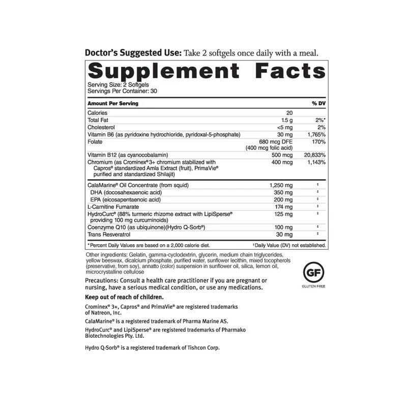 Dr. Sinatra Omega Q Plus MAX with Omega 3, CoQ10, Resveratrol & Turmeric Softgels 120
