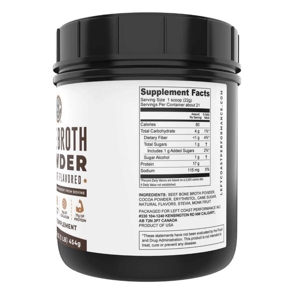 Left Coast Performance Chocolate Bone Broth and Multi Collagen Powder 1