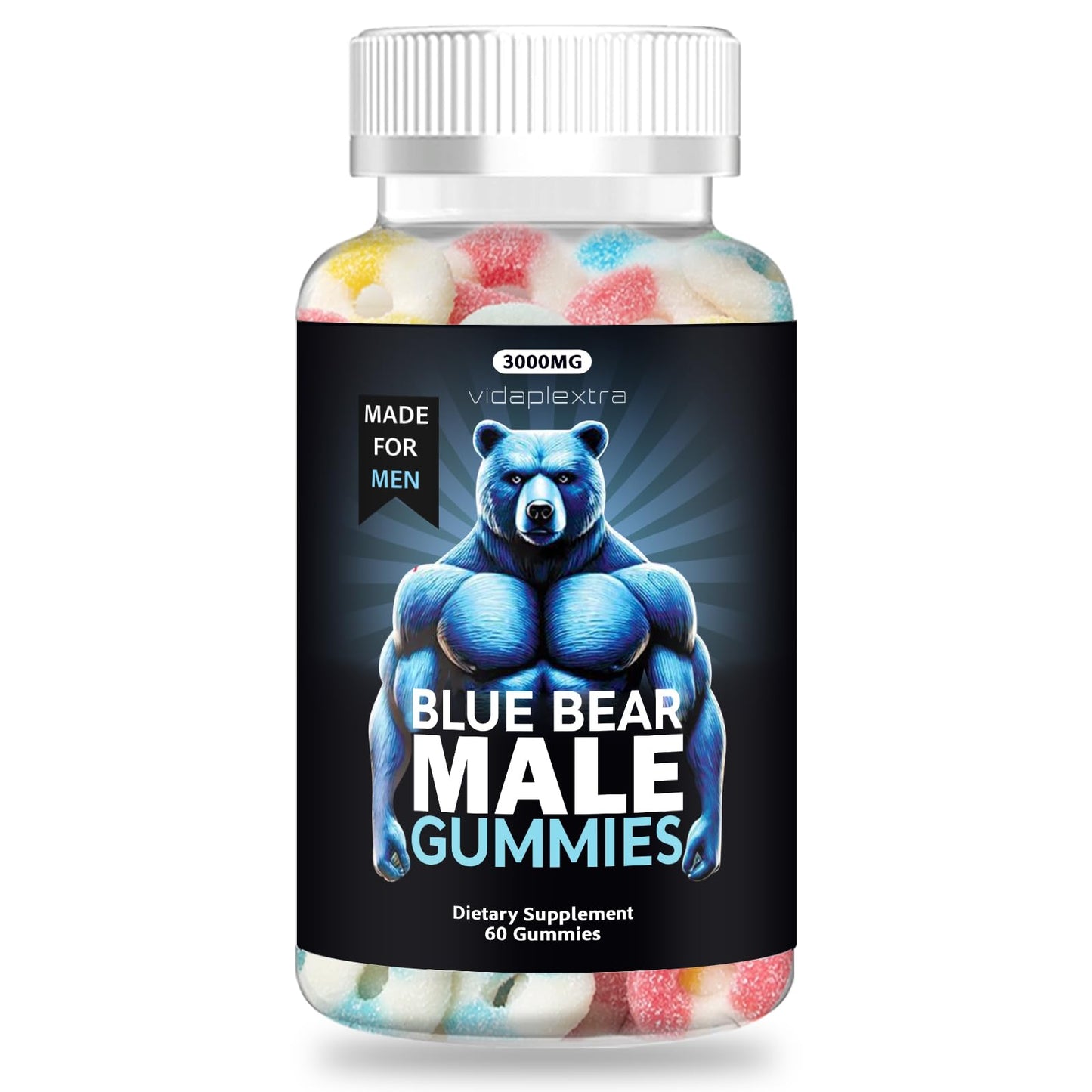 VIDAPLEXTRA Blue Bear Male Gummies, 60 Gummies