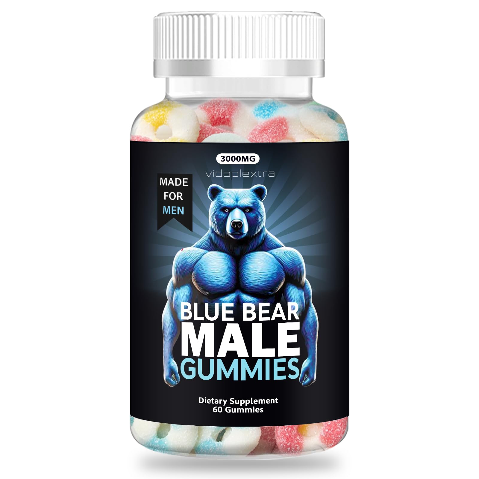 VIDAPLEXTRA Blue Bear Male Gummies, 60 Gummies