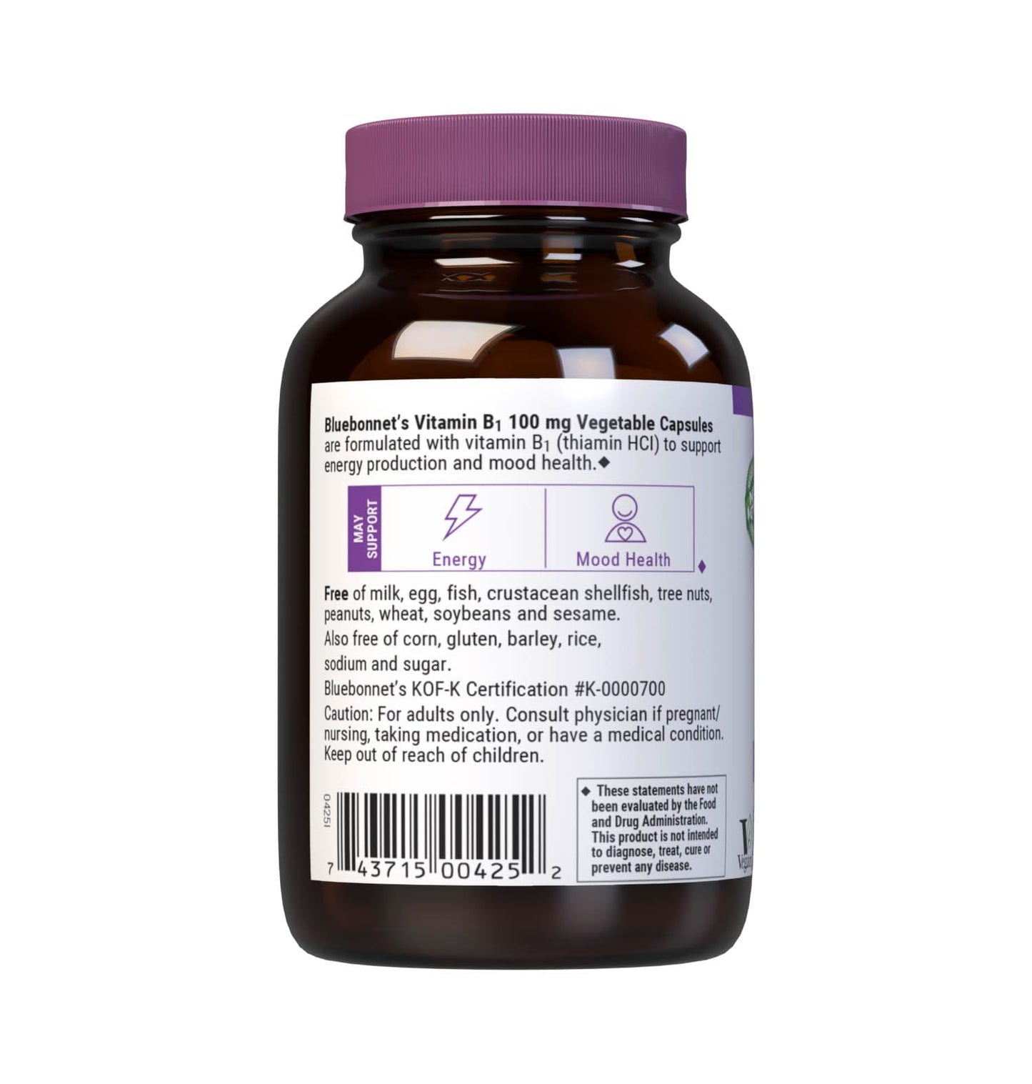 BlueBonnet Vitamin B1 100 mg Capsule, 100 Count