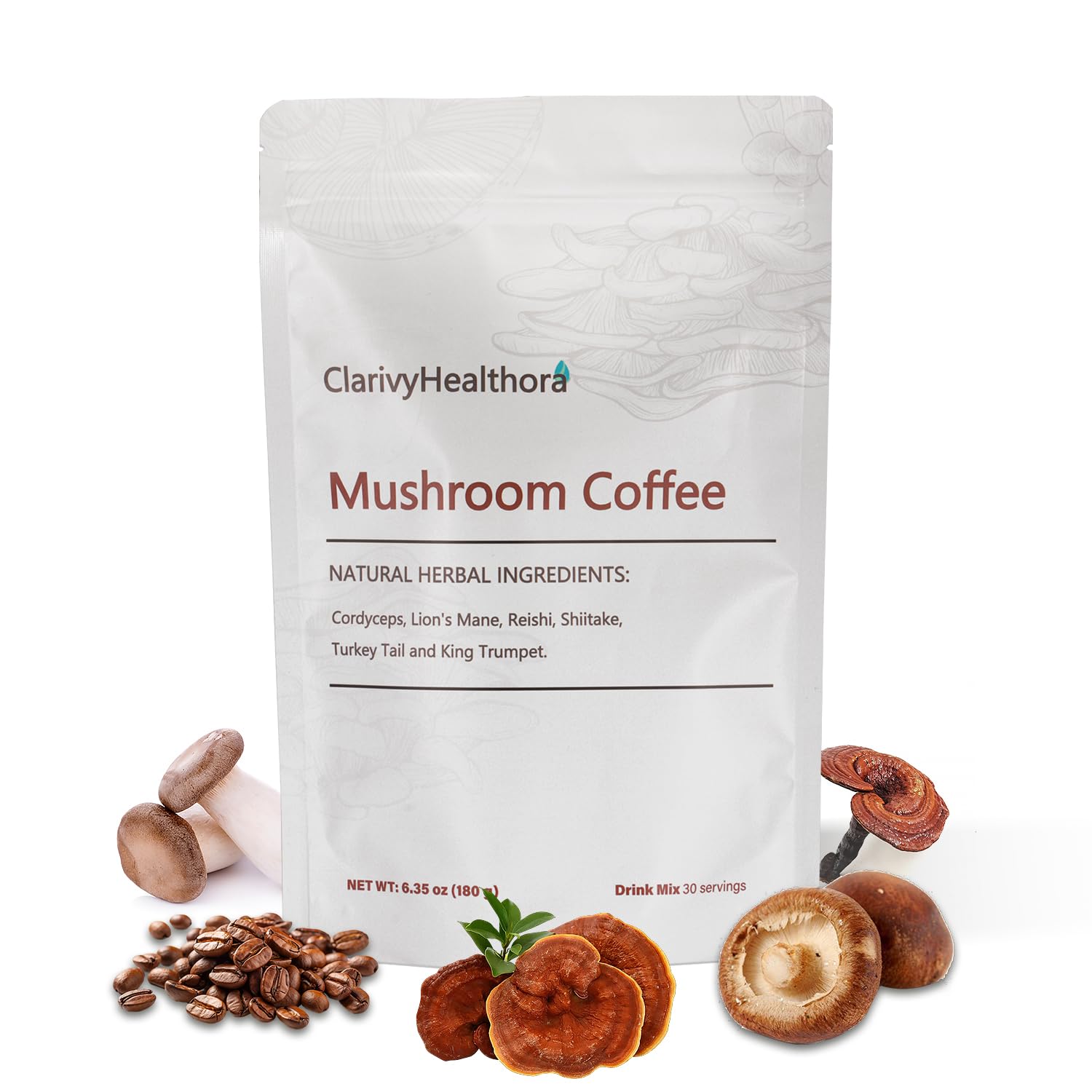 ClarivyHealthora Mushroom Coffee Powder 6.34 Ounce