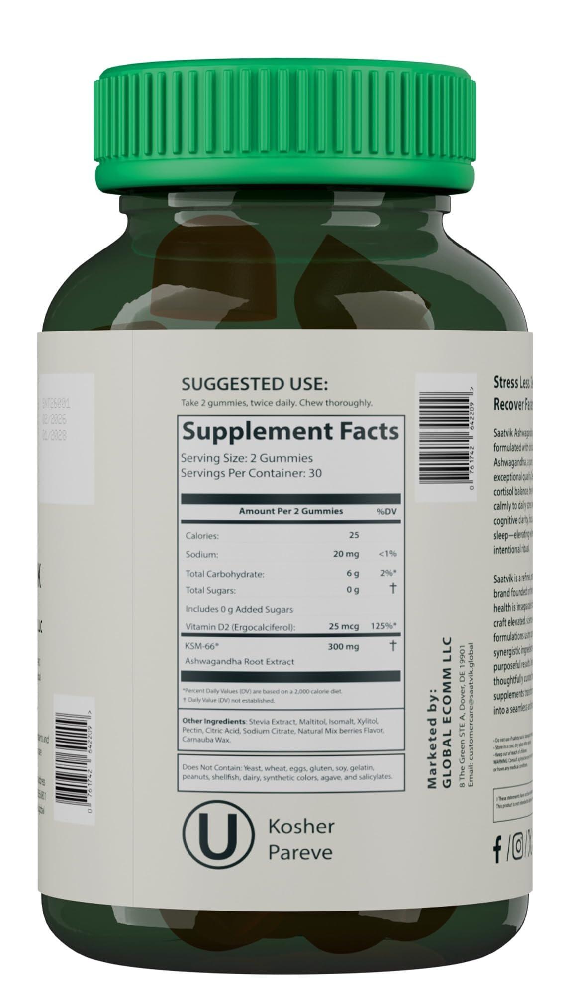 Saatvik Zero Sugar Ashwagandha & Vitamin D Gummy, 60 Count