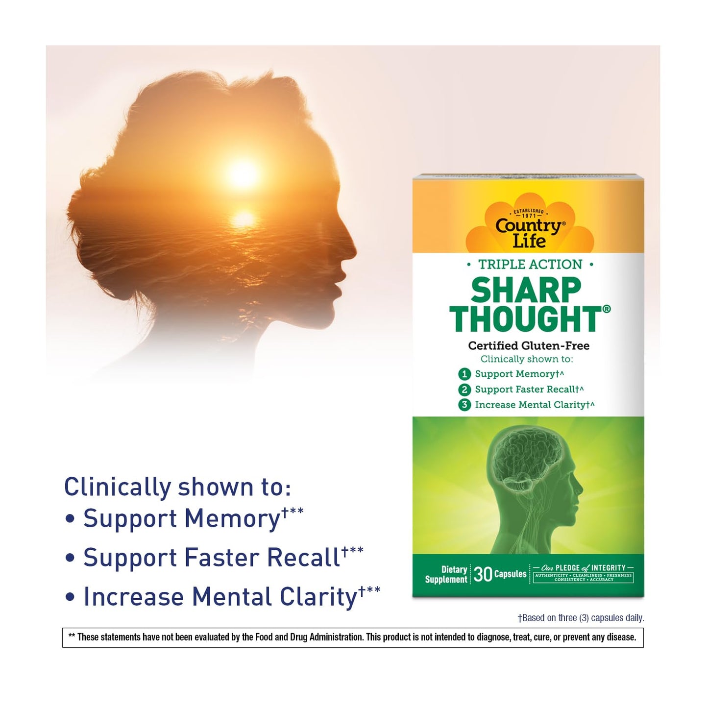 Country Life Sharp Thought Phosphatidylserine with DHA Capsules, 30