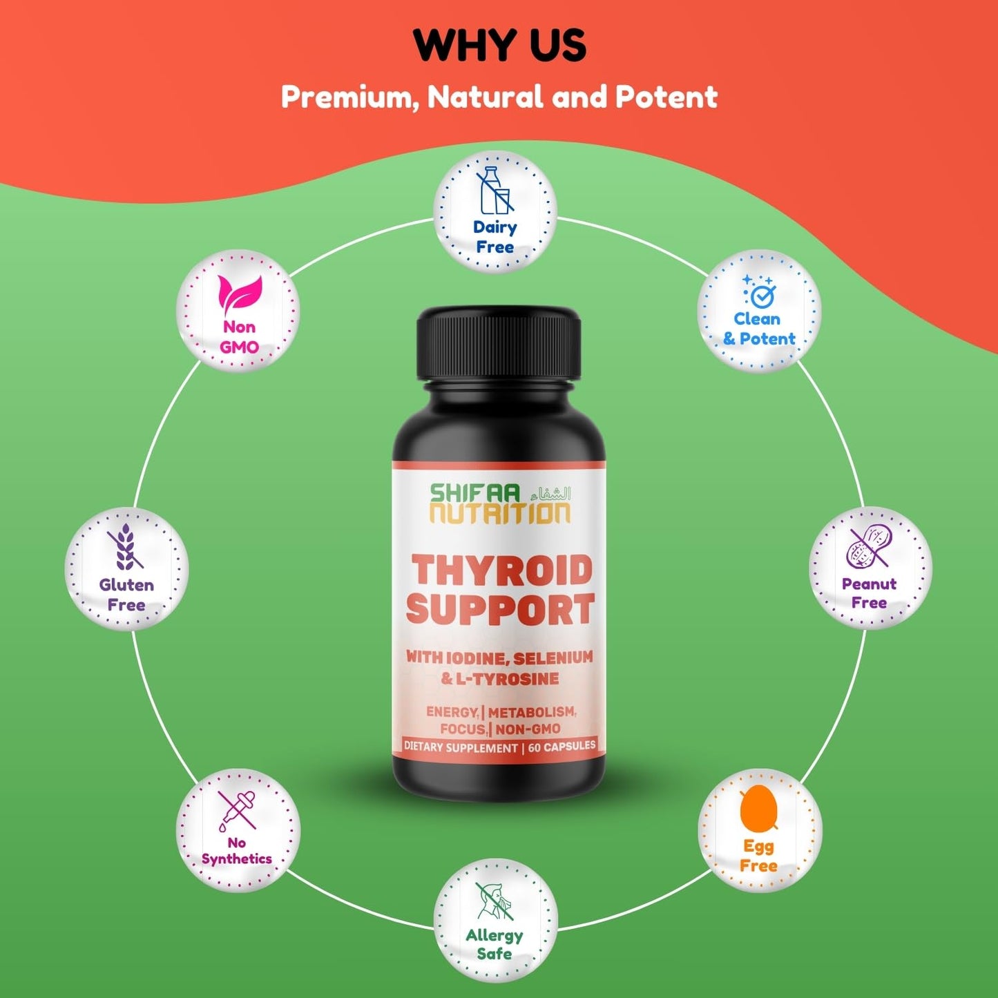 SHIFAA NUTRITION Thyroid Support Capsules 60 Capsules